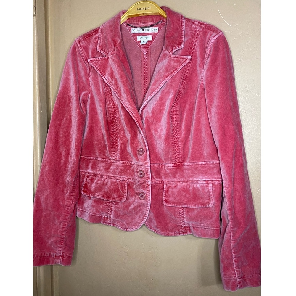 Tommy Hilfiger Velvet Hot Pink Blazer 90’s size M - Picture 4 of 7